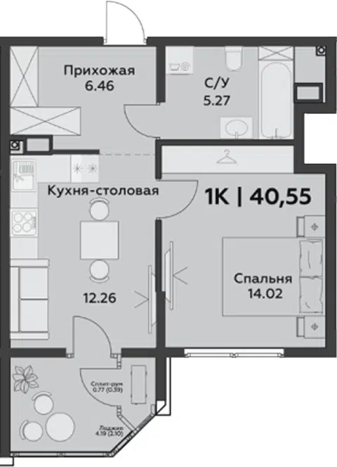 Планировка 2Е-к.кв