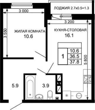 Планировка 1-к.кв