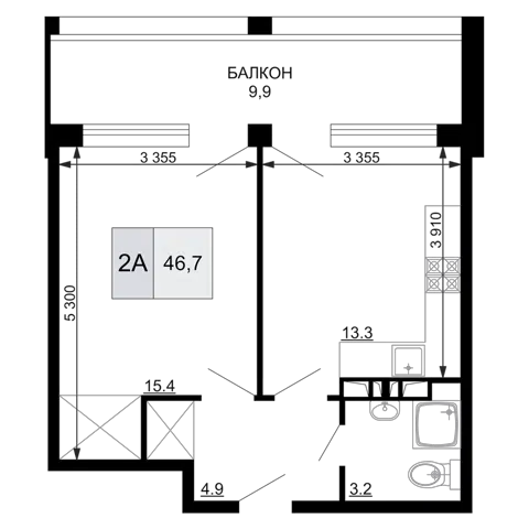 Планировка 2Е-к.кв