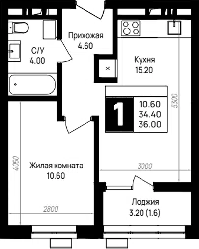 Планировка 1-к.кв
