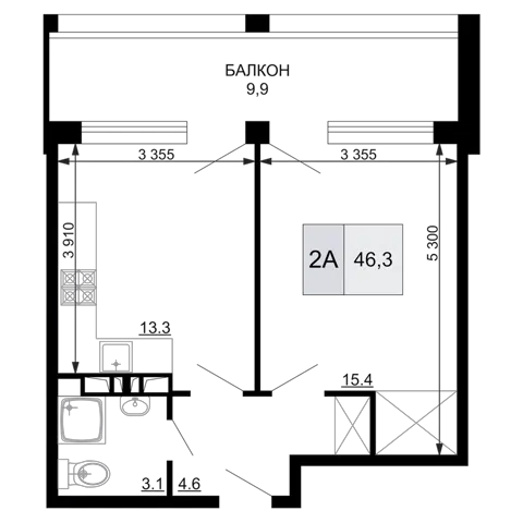 Планировка 2Е-к.кв