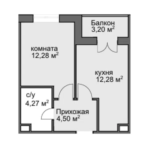 Планировка 1-к.кв