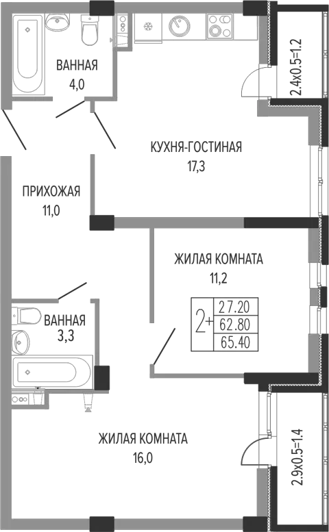 Планировка 3Е-к.кв