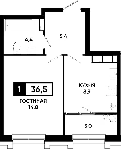 Планировка 1-к.кв