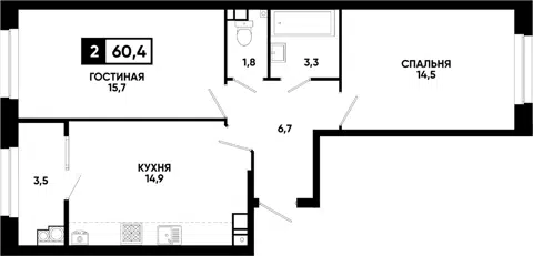 Планировка 2-к.кв
