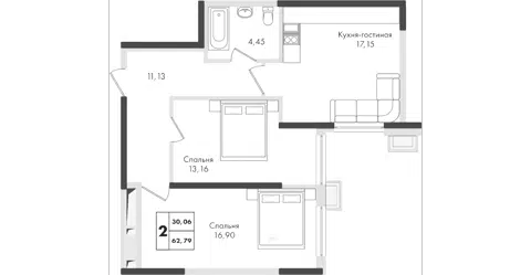 Планировка 3Е-к.кв