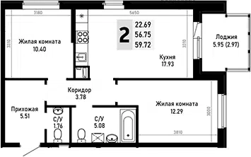 Планировка 2-к.кв