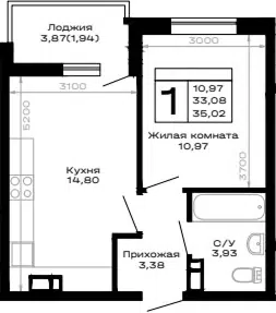 Планировка 1-к.кв