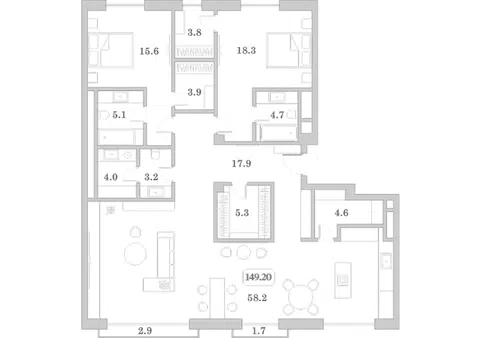 Планировка 3Е-к.кв