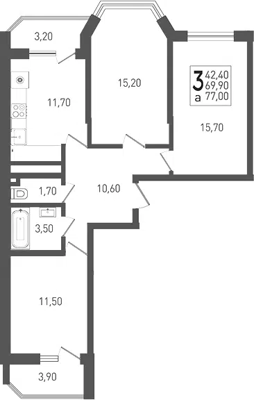 Планировка 3-к.кв
