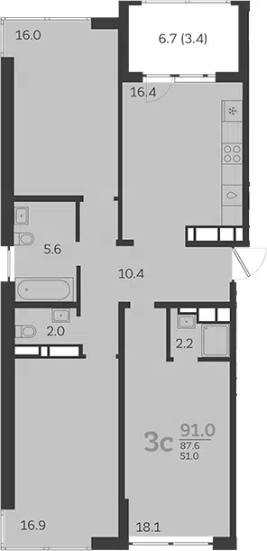 Планировка 4Е-к.кв