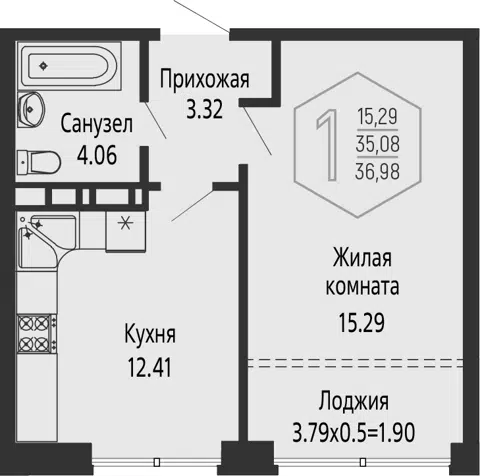 Планировка 1-к.кв