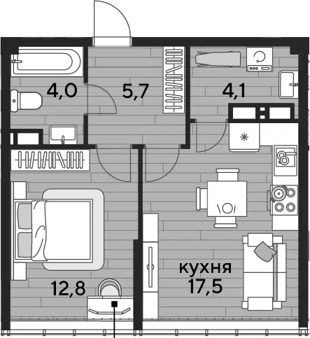 Планировка 1-к.кв