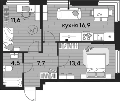 Планировка 2-к.кв