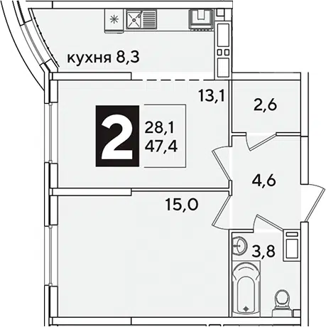 Планировка 2-к.кв