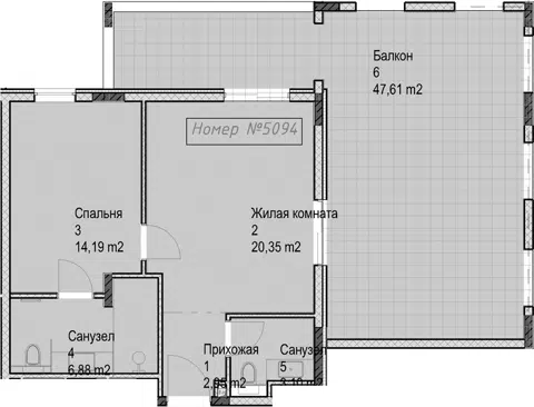 Планировка 2Е-к.кв