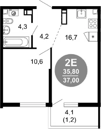 Планировка 2Е-к.кв