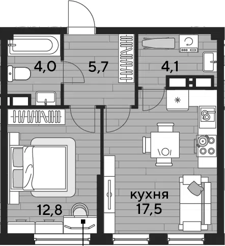 Планировка 1-к.кв