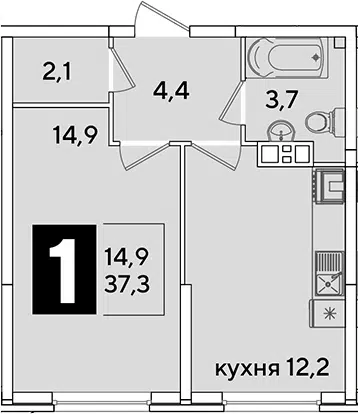 Планировка 1-к.кв