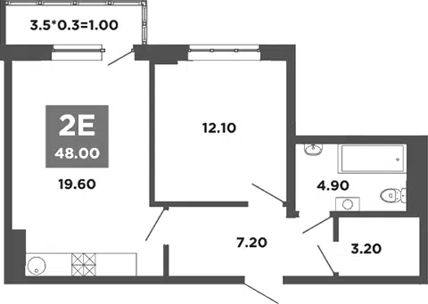 Планировка 2Е-к.кв