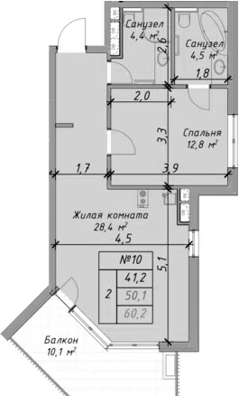 Планировка: 2Е-к.кв