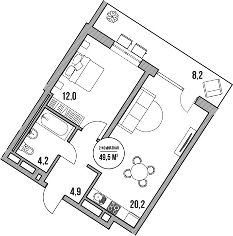 Планировка 2Е-к.кв