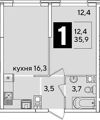 Планировка 2Е-к.кв