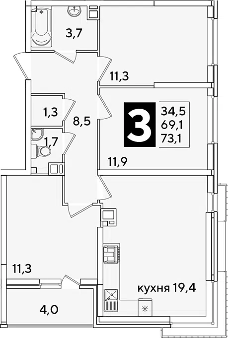 Планировка 4Е-к.кв