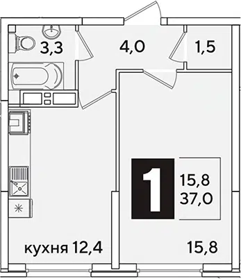 Планировка 1-к.кв