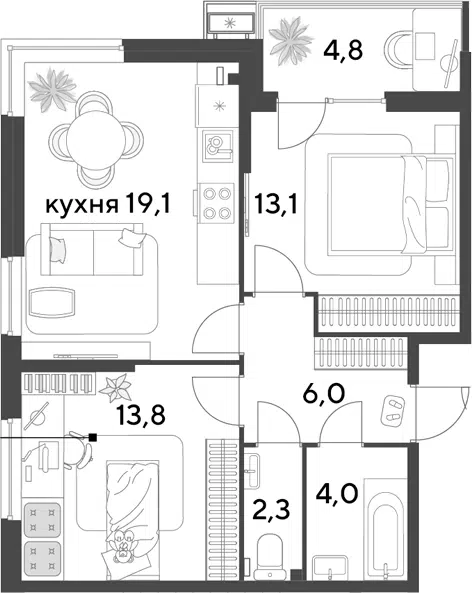Планировка 3Е-к.кв