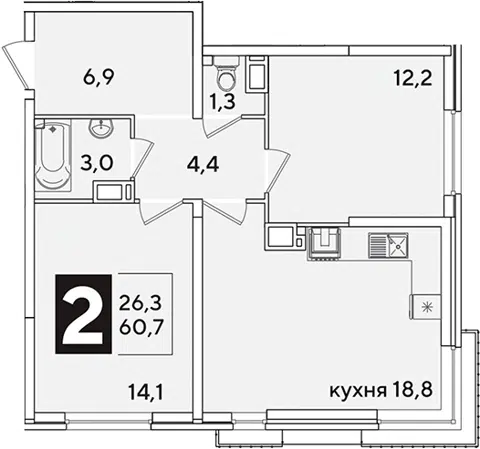 Планировка 3Е-к.кв