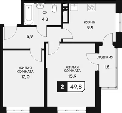 Планировка 2-к.кв