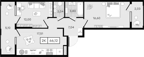 Планировка 2-к.кв