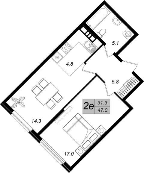 Планировка 2Е-к.кв
