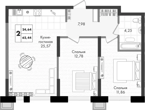 Планировка 3Е-к.кв