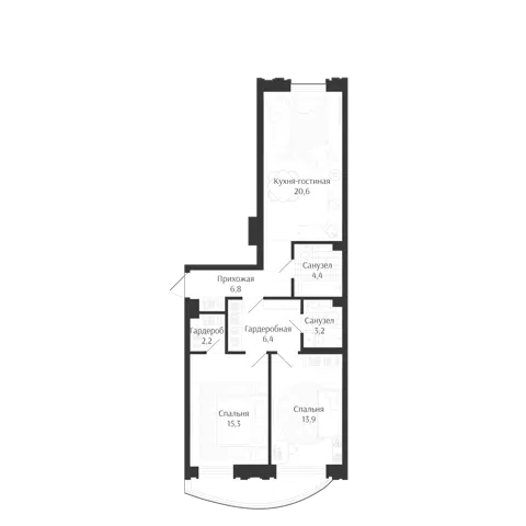 Планировка 3Е-к.кв