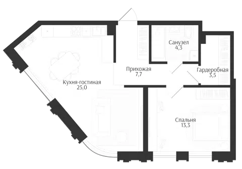 Планировка 2Е-к.кв
