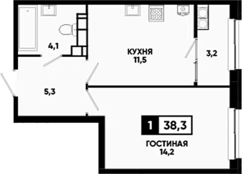Планировка 1-к.кв