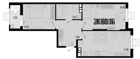 Планировка 3Е-к.кв