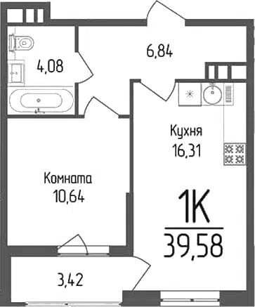 Планировка 1-к.кв