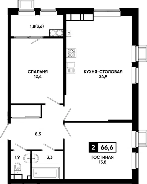 Планировка 2-к.кв