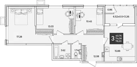 Планировка 3-к.кв