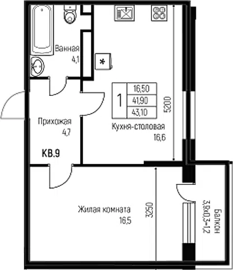 Планировка 2Е-к.кв
