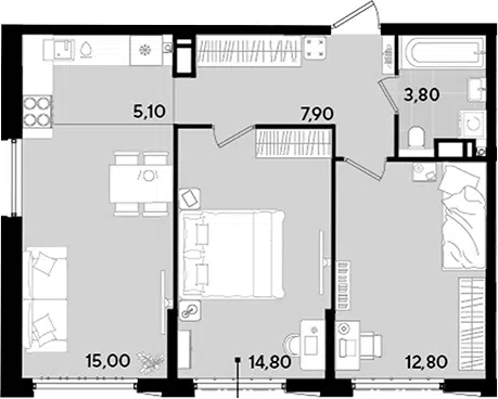 Планировка 3Е-к.кв