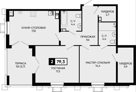 Планировка 2Е-к.кв
