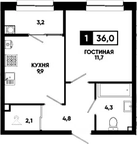 Планировка 1-к.кв