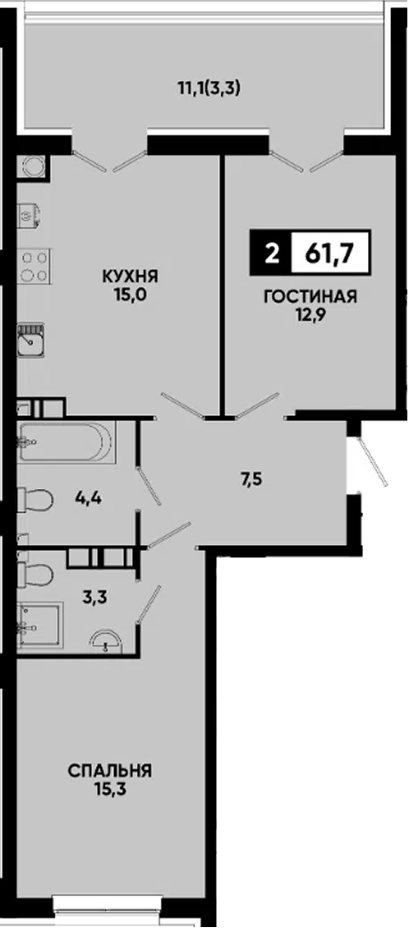 Планировка 2-к.кв