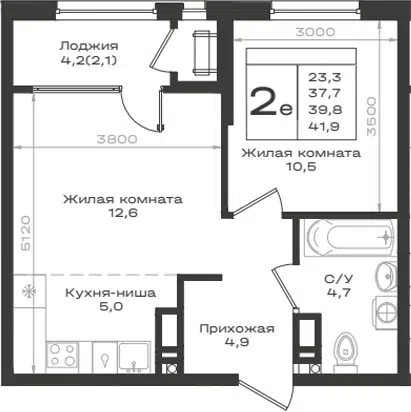 Планировка 2Е-к.кв