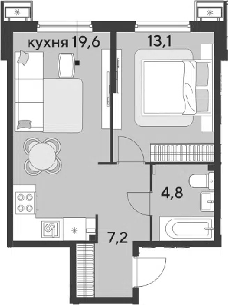 Планировка 2Е-к.кв