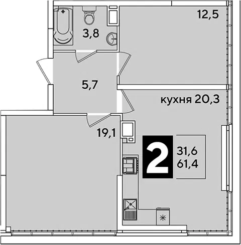 Планировка 3Е-к.кв